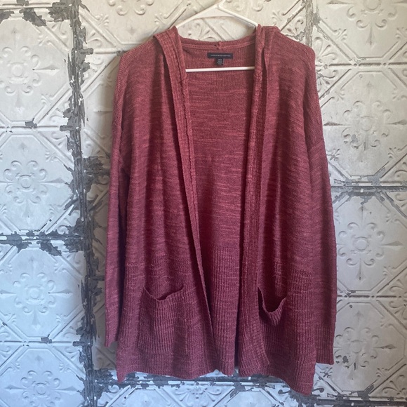 American Eagle Outfitters Sweaters - American eagle mauve knit hooded cardigan robe